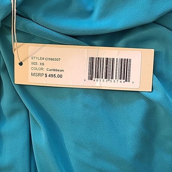 Blue Halston Heritage Caribbean Blue Strapless Maxi Dress Gown NWT - XS - Picture 3 of 4